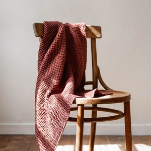 Waffle Linen Baby Blanket Terracotta