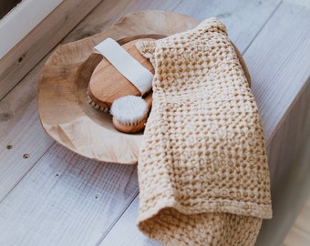 Waffle Linen Face Towel. Linen Dish Cloth