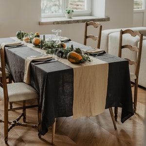 Linen tablecloth in Charcoal. Custom tablecloth. Thanksgiving tablecloth. Halloween decoration. Christmas tablecloth. image 1