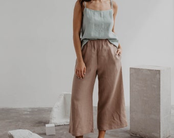 TOKYO linen pants. Japanese style linen pants.  Linen pants for women. High waisted linen pants