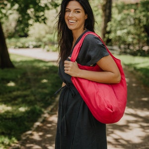 Linen tote bag. Linen shopping bag. Zero waste linen bag Viva Magenta