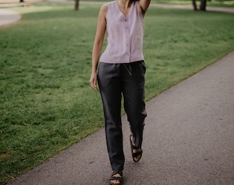 MALMO linen pants. Classic style linen pants. Linen pants for women.