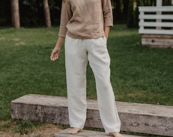MALMO linen pants. Classic style linen pants. Linen pants for women.