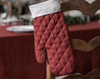 Linen Oven Mitt Special Christmas edition Heat-Resistant