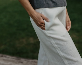 OULU super long linen pants. Wide leg linen pants. Linen pants for women