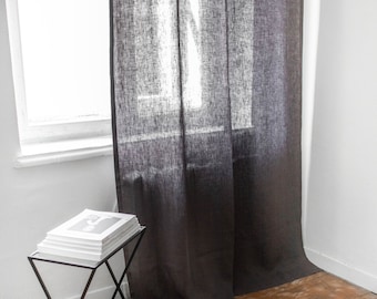 Linen Tie Top Curtain Charcoal Bohemian Curtains