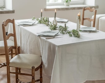 White linen tablecloth. Linen tablecloth in White. Square tablecloth