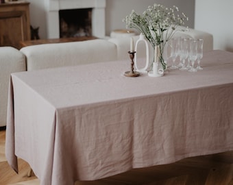 Rosy Brown Linen Tablecloth. Neutral Dining Table Cover. Round Square Rectangle Table Cover