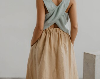 Linen skirt with buttons DAISY. Linen skirts for women