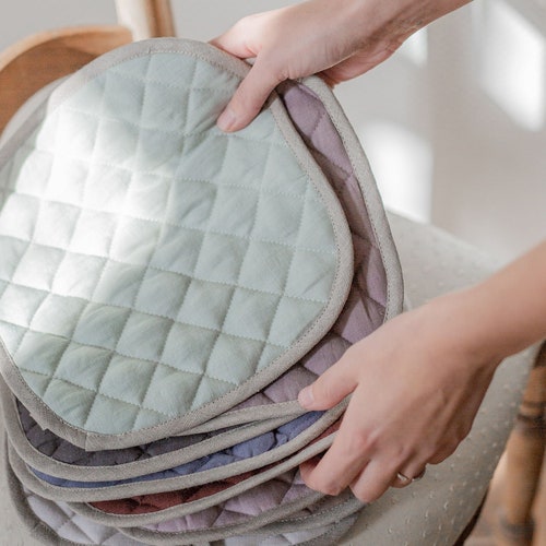 Linen Pot Holder With Heatresistant Padding Quilted Linen Pot Etsy