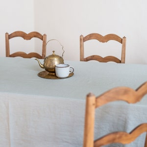 Sage Green linen tablecloth. Linen dinning tablecloth image 2