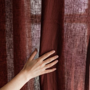 Linen living room curtains. Linen Tab Top Curtain. Linen curtains for bedroom. image 1