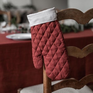 Linen Oven Mitt Special Christmas edition Heat-Resistant image 1