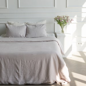 Linen duvet cover in Cream. Linen bedding. Bedding set queen. image 6