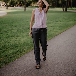 MALMO linen pants. Classic style linen pants. Linen pants for women.