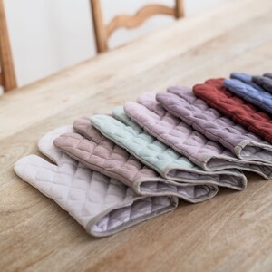 Linen Oven Mitt Various Colour Heat-Resistant image 5