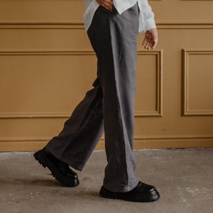 OULU super long linen pants. Wide leg linen pants. Linen pants for women image 3