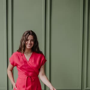 OLIVIA linen wrap dress. Linen dress for women. Plus size linen dress