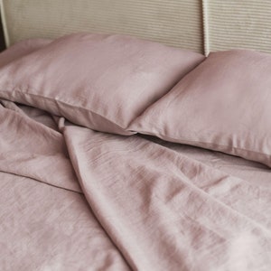 Linen Pillowcase in Dusty Rose Stonewashed Sham Pillow Cover King Pillowcase Queen Pillow Cover Standart Sham