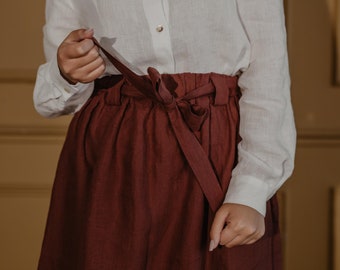 BERGEN mid-length linen skirt. Linen skirt with pockets