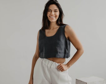 Mini linen crop top PIPPA. Sustainable linen clothing
