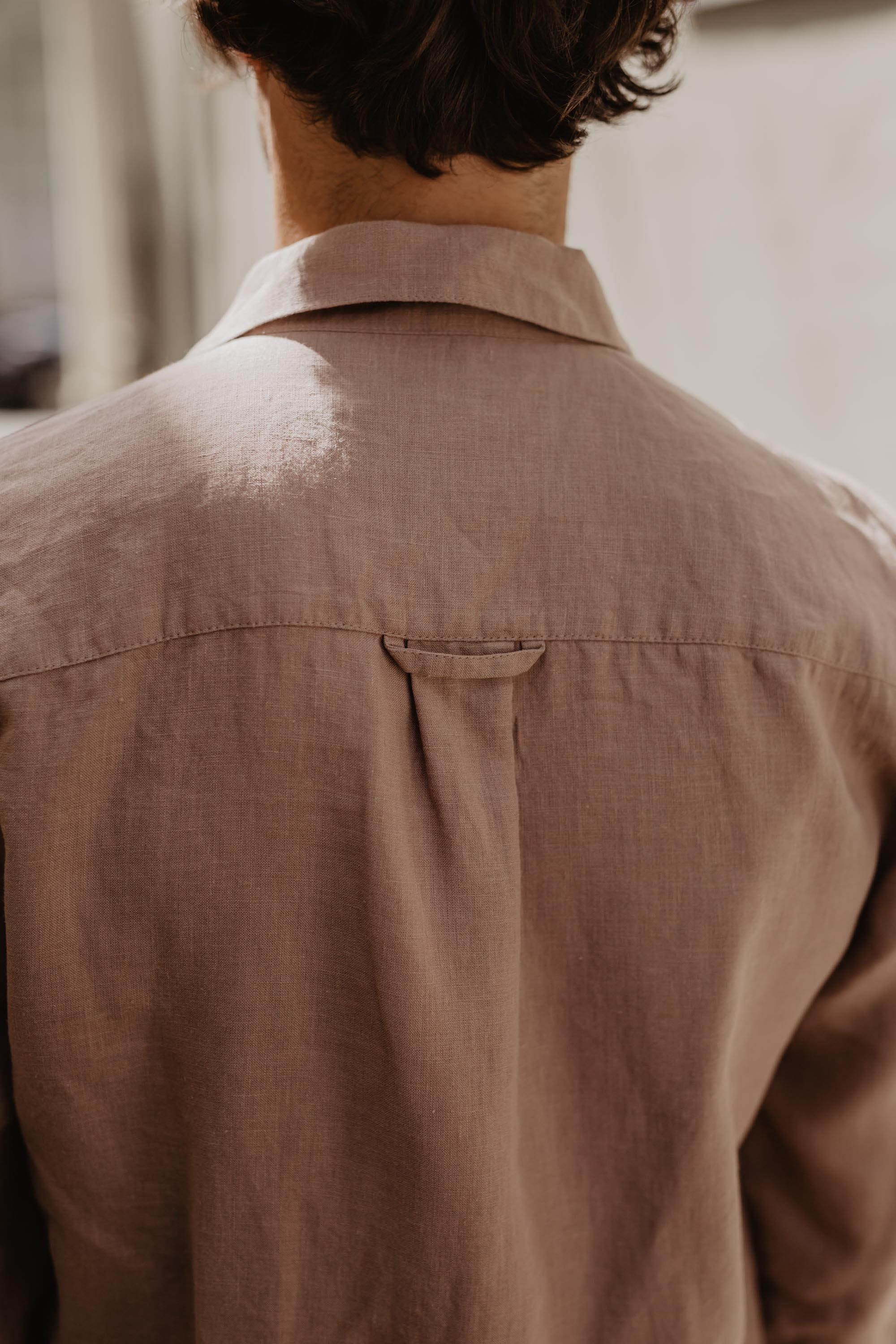 Classic linen shirt for men HECTOR. Men's linen summer shirt. Rosy brown linen shirt for men
