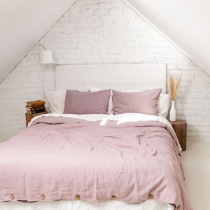 Linen bedding set in Dusty Rose. Boho linen duvet cover set. Linen bedding in Pink image 3