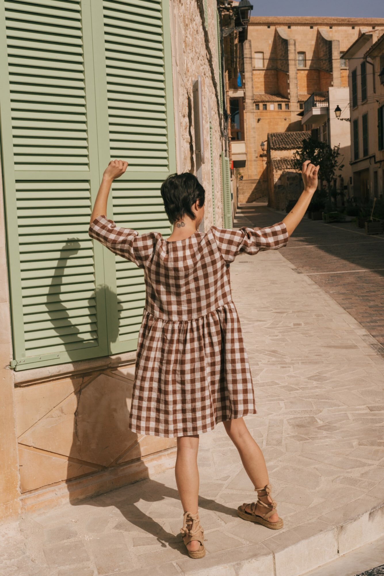Daphne Mid-Length Linen Dress. Linen Dress for Women. Linen Midi Dress