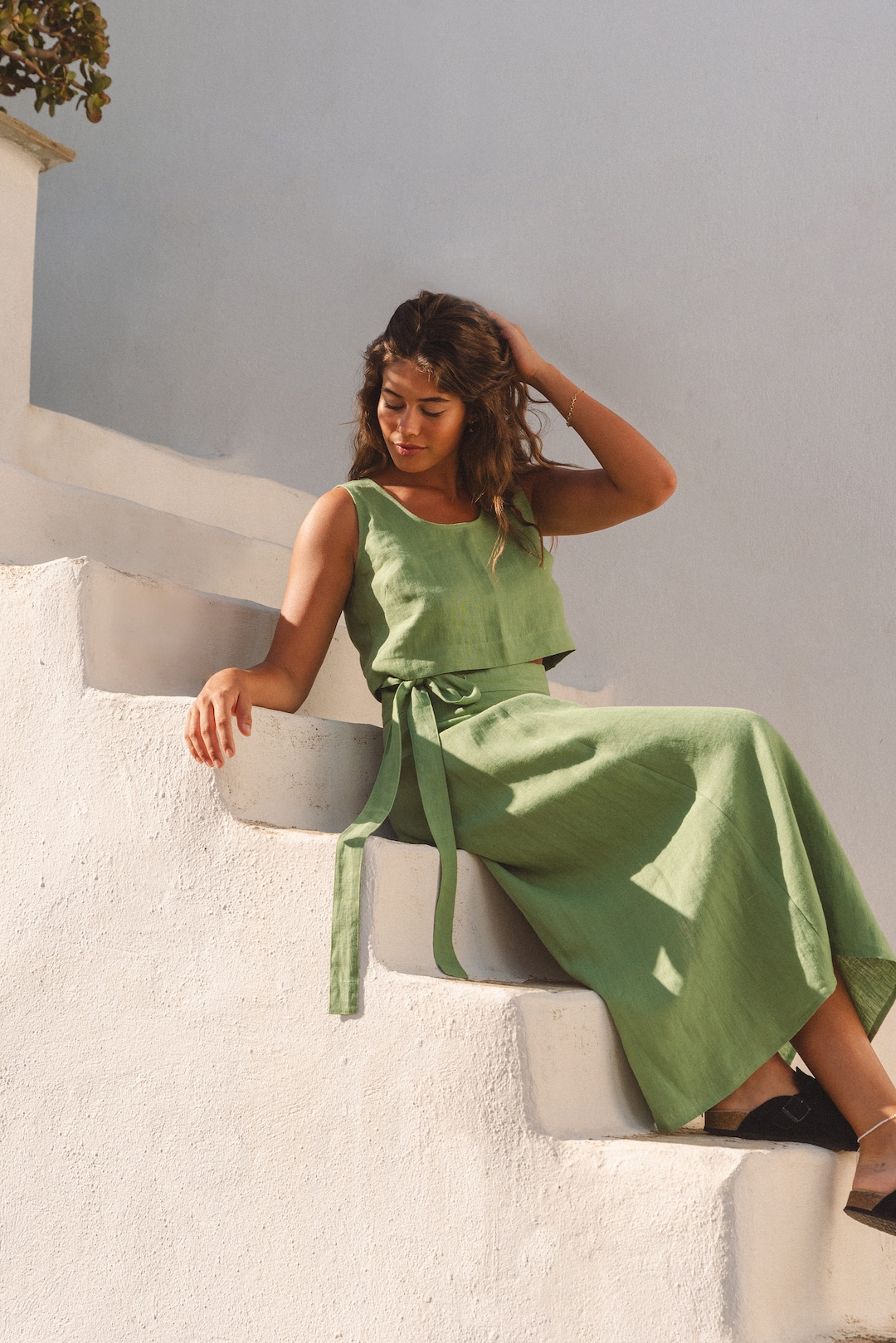 Serenity Handcrafted Linen Crop Top For Girls