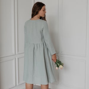 LAPLAND mid-length linen dress. Linen dress for women. Linen midi dress image 6