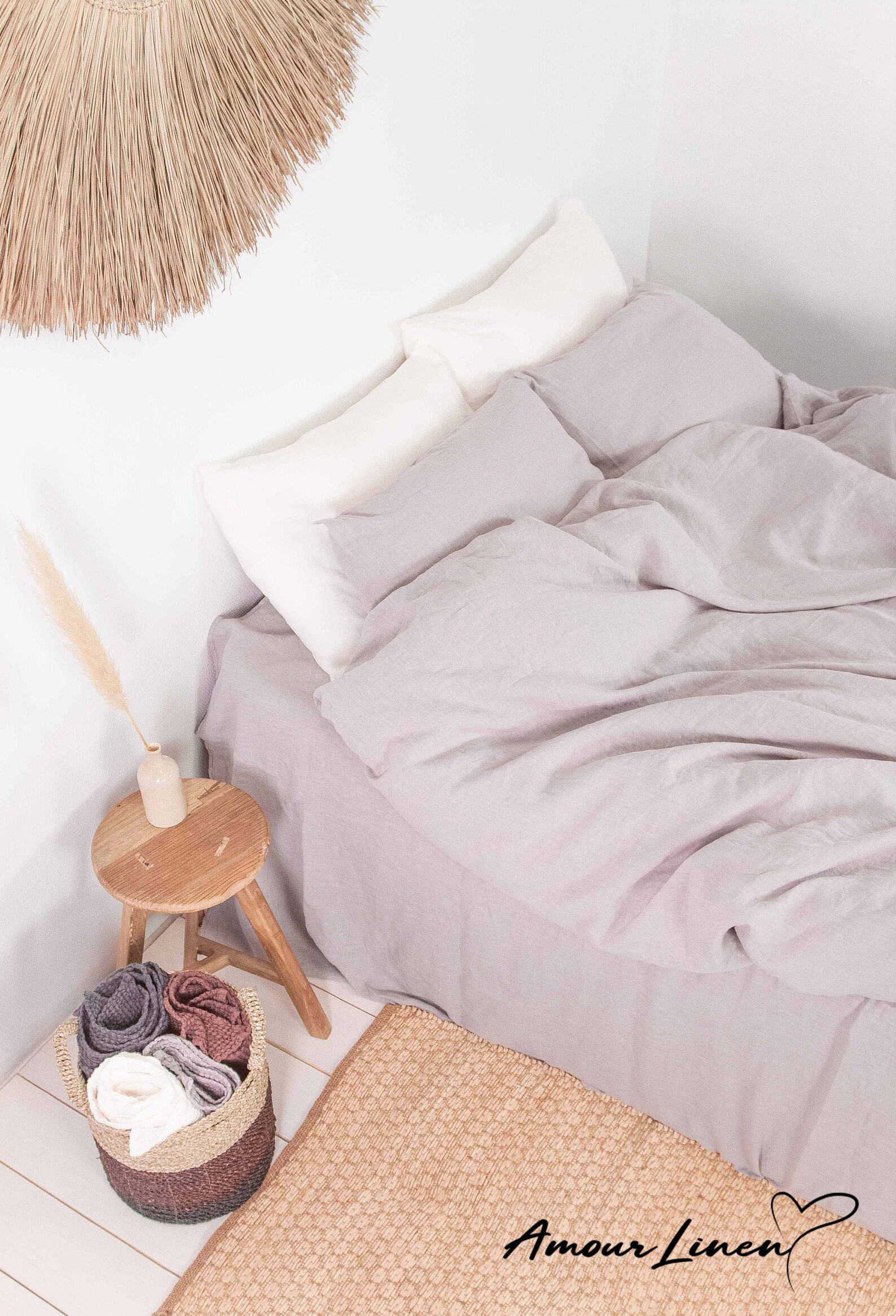 Dusty Rose Linen Duvet Cover Organic Linen Bedding Queen King Etsy