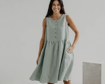 Linen sleeveless summer dress HAZEL