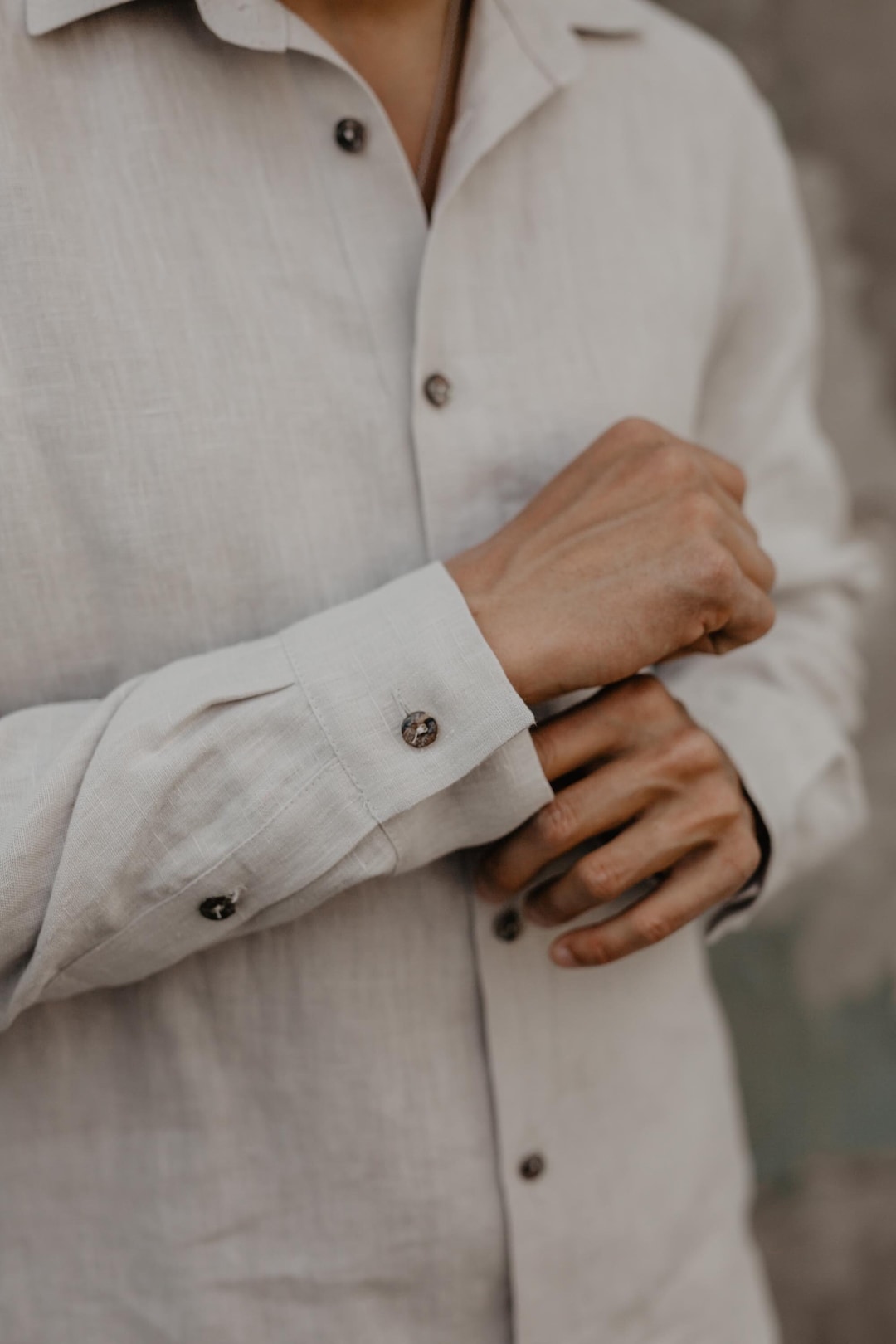 【H】neau linen tops cream Ada - Tech Linen Shirt - Creme – Nanushka