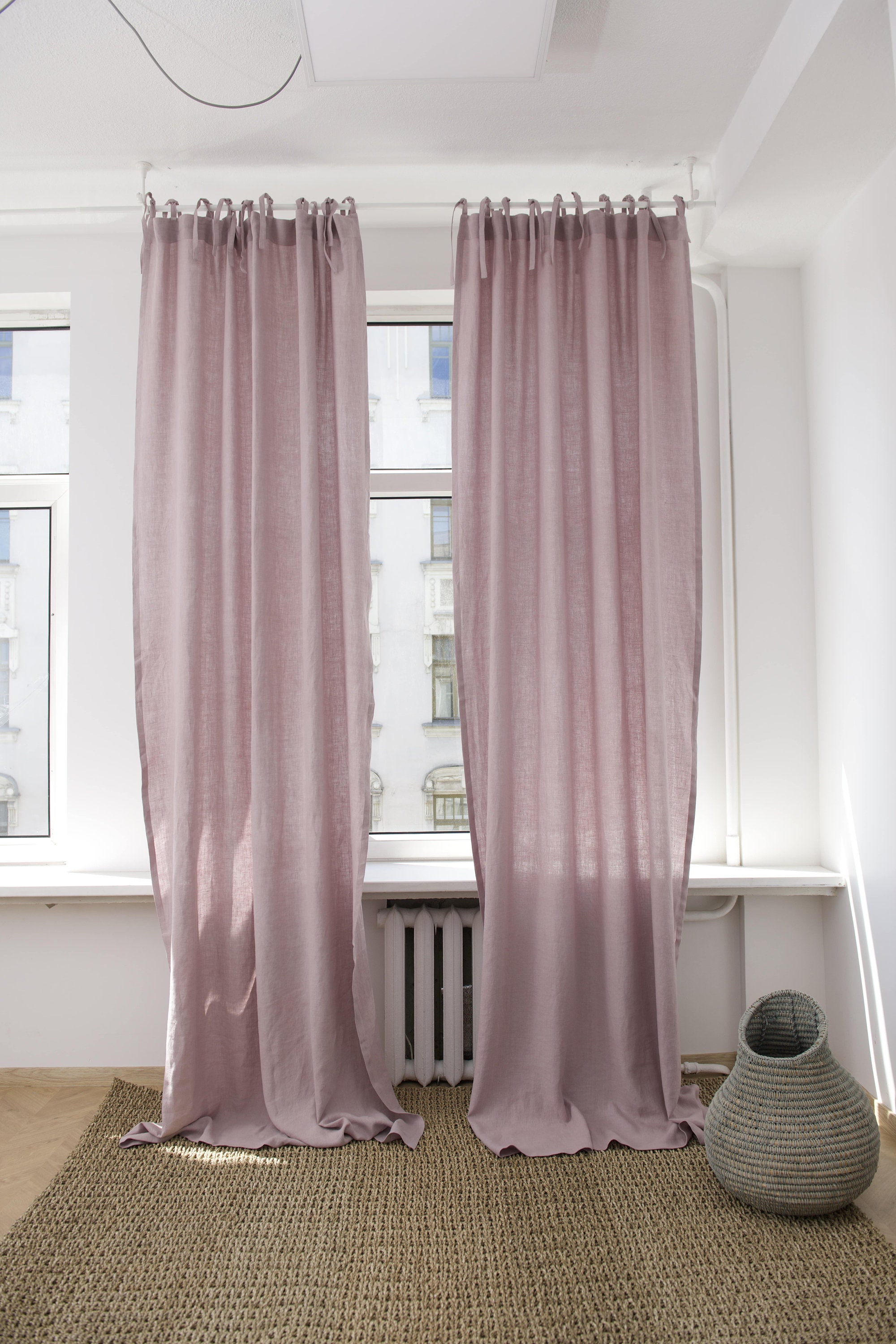 Tie Top Curtains Organic Bedroom Semi Sheer Curtain Custom Etsy