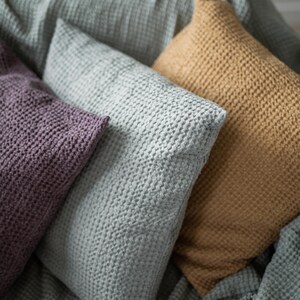 Waffle linen pillowcase. Linen pillow cover. Purple linen pillowcase. Linen pillowcase image 3