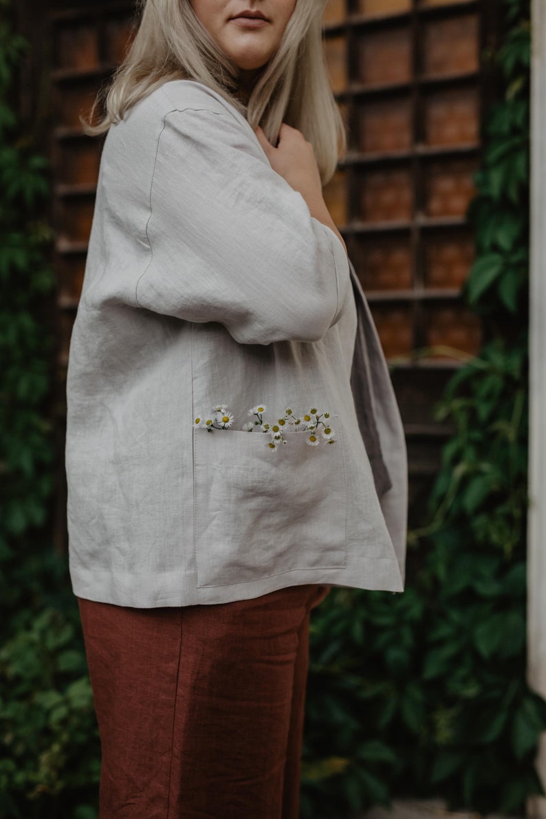 Oversized linen jacket KYIV in Cream. Linen cardigan jacket image 4