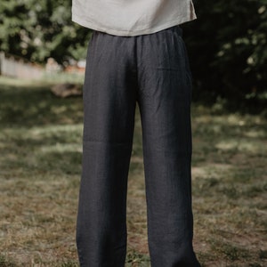 Men's linen pants ADONIS. Linen pants for men. Linen trousers for men in charcoal image 6