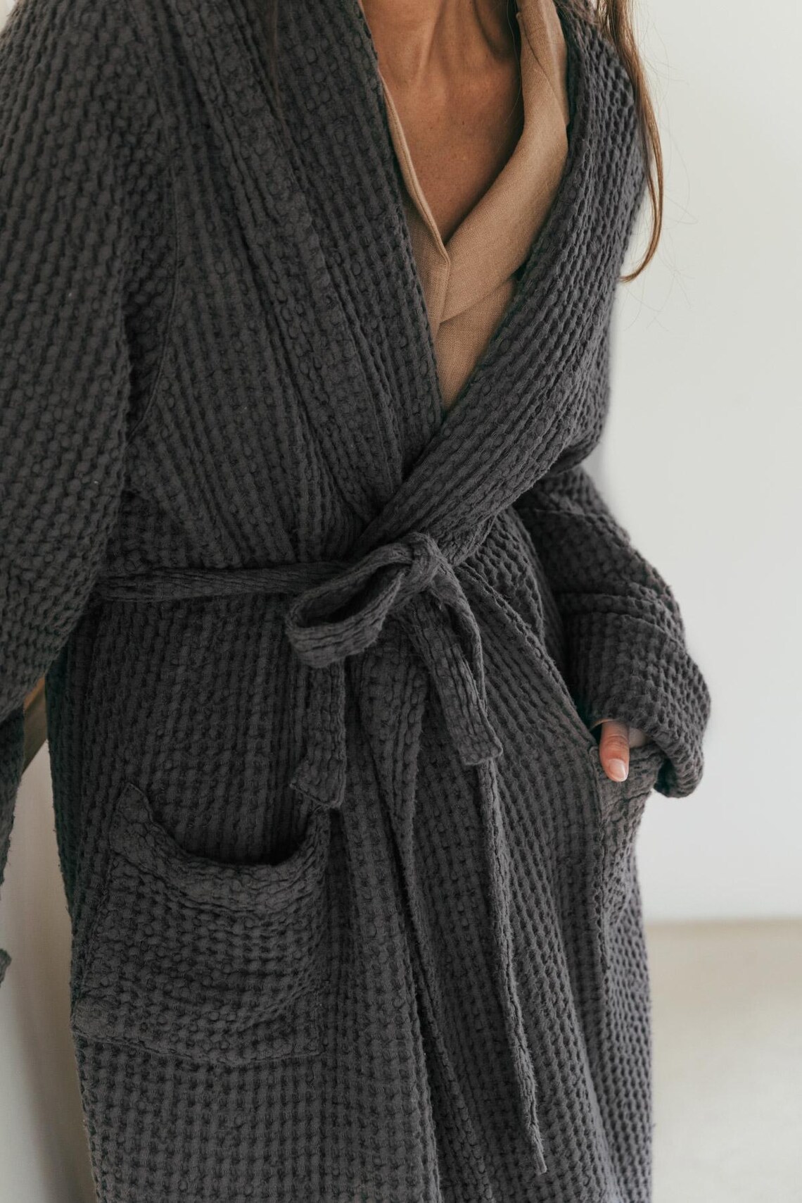 Waffle Linen Bathrobe SNUGGLE. Women Waffle Robe. - Etsy