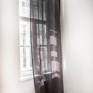 Linen Tie Top Curtain Charcoal Bohemian Curtains Charcoal