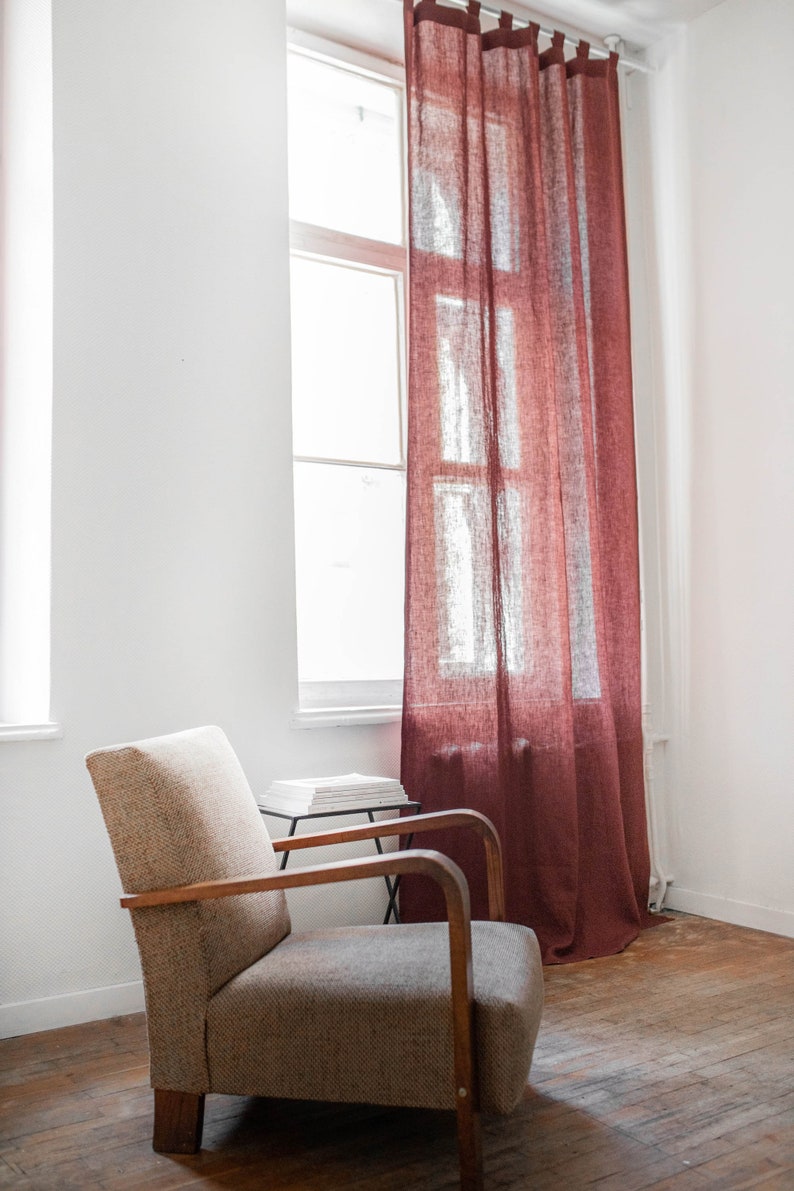 Linen living room curtains. Linen Tab Top Curtain. Linen curtains for bedroom. image 4