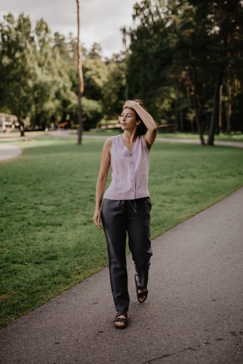 MALMO linen pants. Classic style linen pants. Linen pants for women. image 2