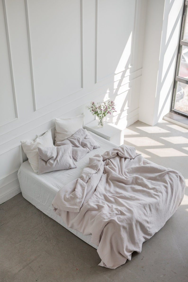 Linen duvet cover in Cream. Linen bedding. Bedding set queen. image 3