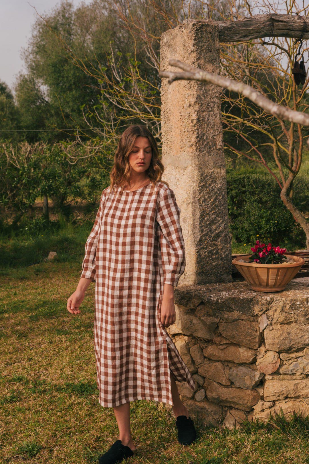 Amelia Printed Linen Blend Midi Dress