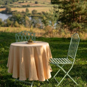 Round Linen Tablecloth in Various Colors. Washed soft linen tablecloth. Custom size tablecloth