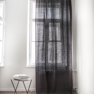 Linen Tie Top Curtain Charcoal Bohemian Curtains image 7