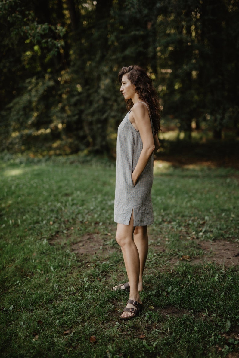 Linen slip dress ZOE. Loose linen dress image 6