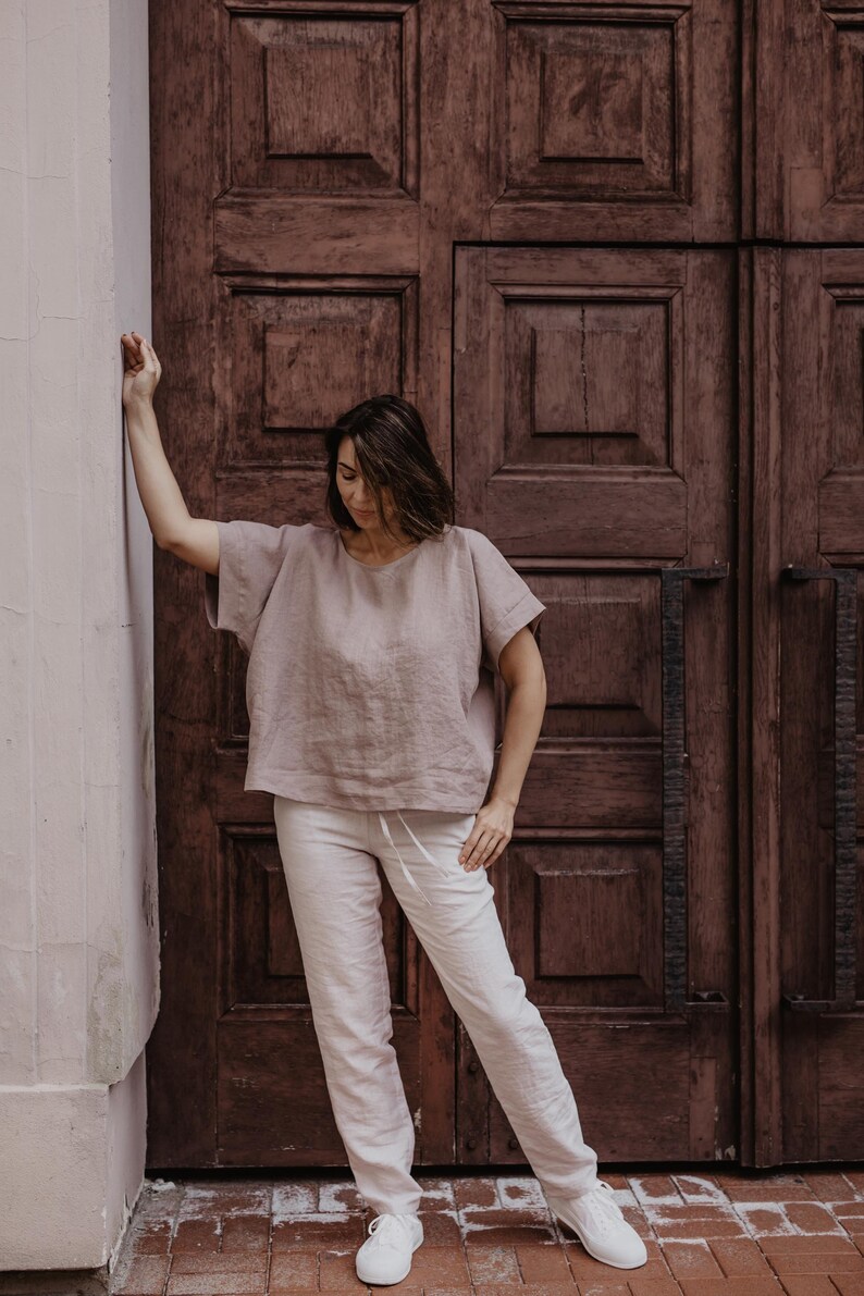 MALMO linen pants. Classic style linen pants. Linen pants for women. CREAM