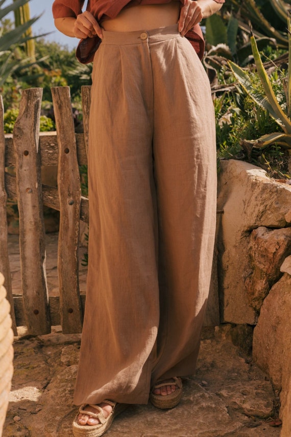 Pantalon LYDIA de lino. Pantalon clasico de lino. pantalones de lino para mujer Etsy Mexico