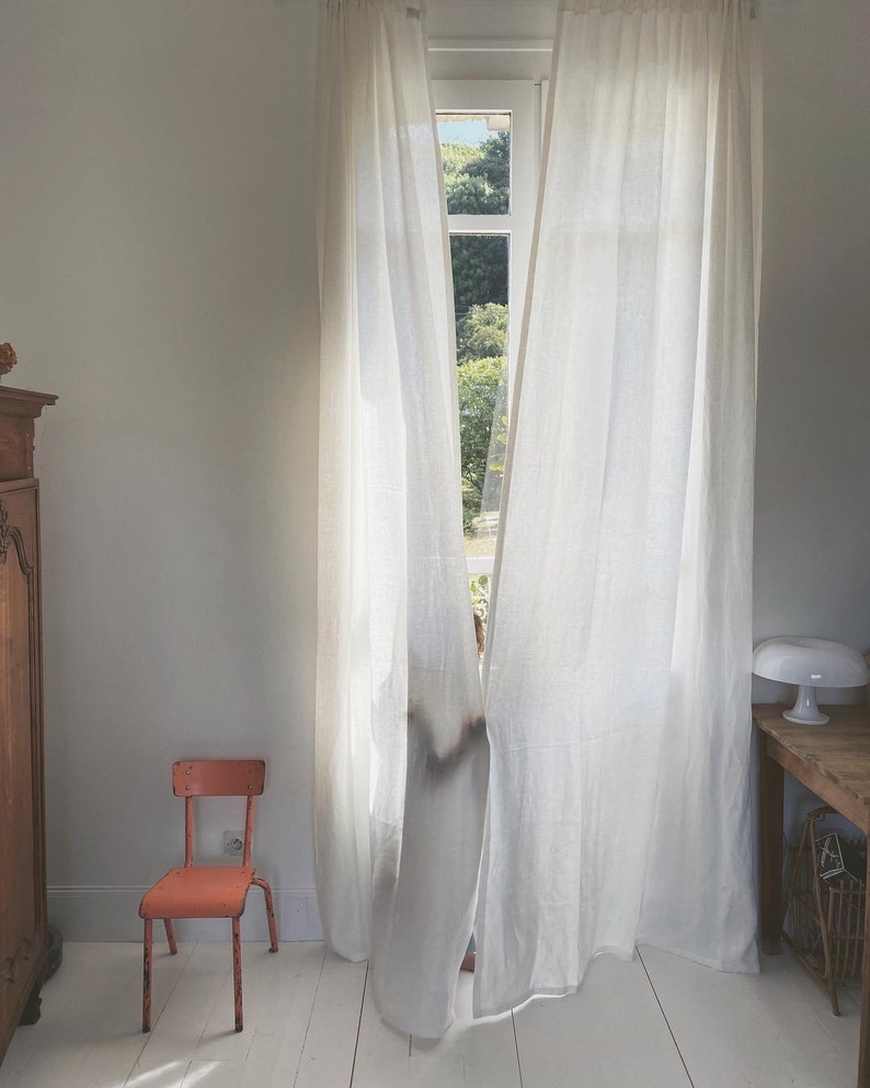 Linen curtains with rod pocket. Linen curtains for living room farmhouse image 2