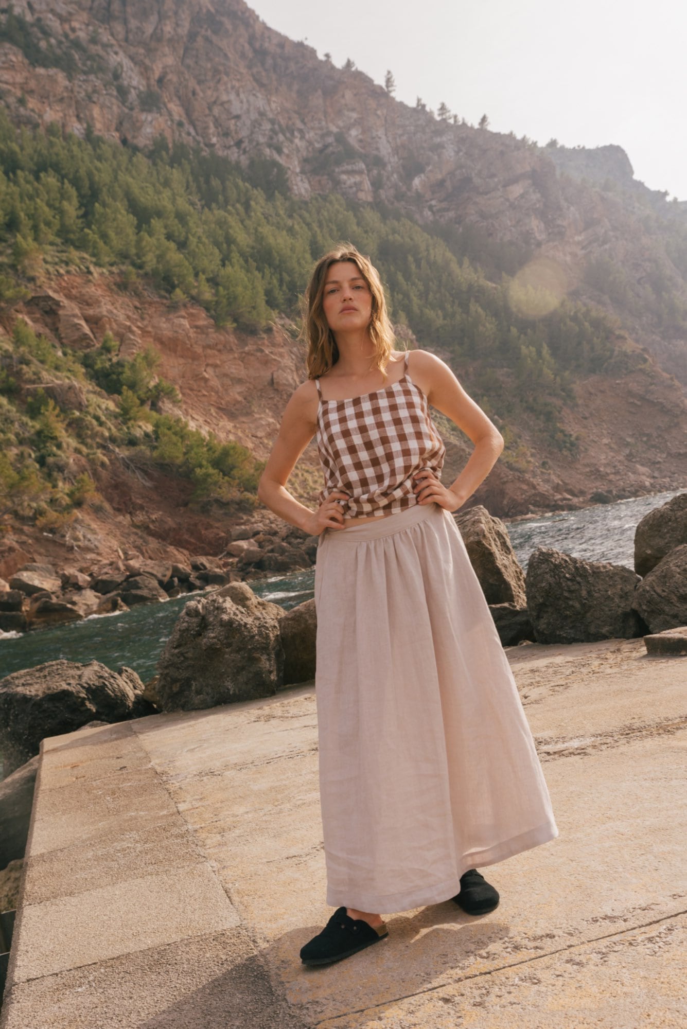 スカート MONOHA : 25SS / Linen blended skirt (ivory) Exclusive] Linen blended skirt (ivory) : MONOHA
